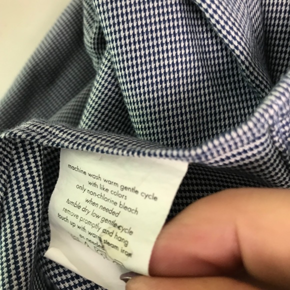 Michael Kors Dress Shirt 14 1/2 Navy Herringbone 💯 % Cotton Long Sleeve Slim - Picture 7 of 7